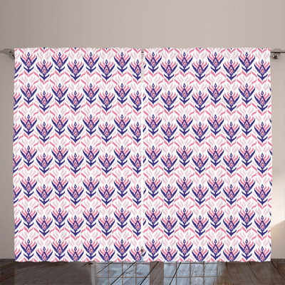 Rustic curtain with a modern tribal Ikat pattern, boho pink powder pink quartz