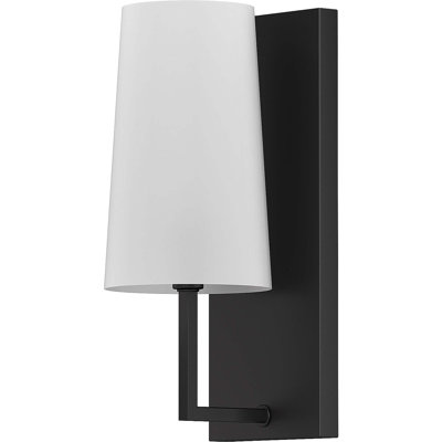 Applique murale à bras 1 lumière noire avec abat-jour empire en tissu