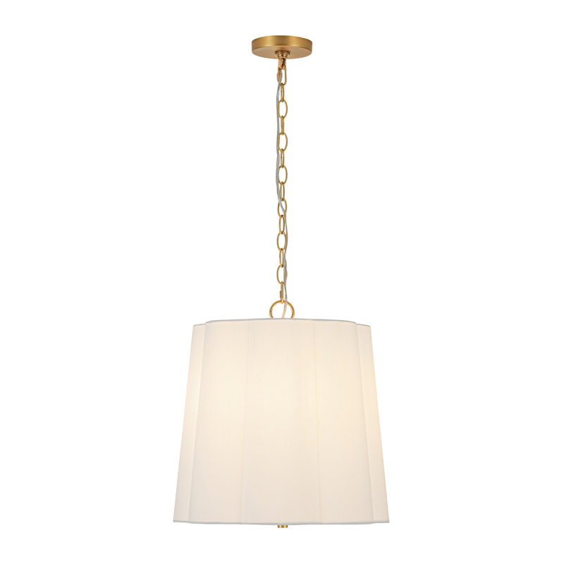 3 - Light Tapered Shade Fabric Drum Scallop Pendant Light