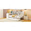 Lit de jour simple en bois avec 3 tiroirs, ports USB et bureau, blanc-990568557