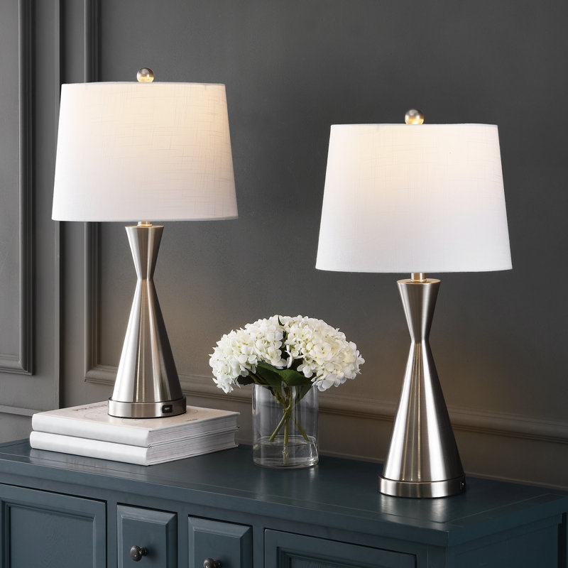 Vinona Metal USB Table Lamp, Nickel