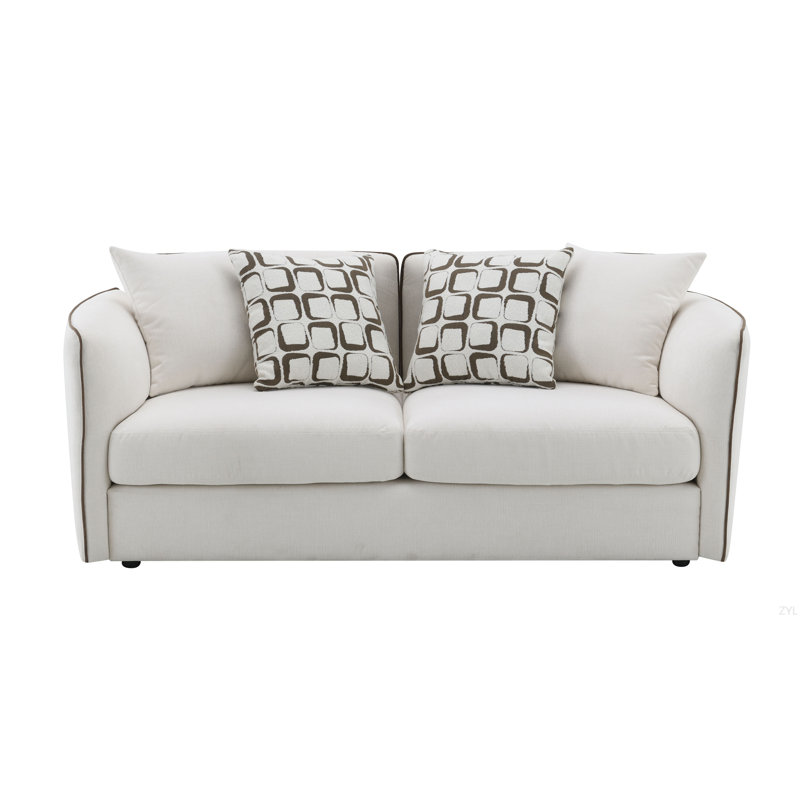 Causeuse en chenille beige avec 4 coussins