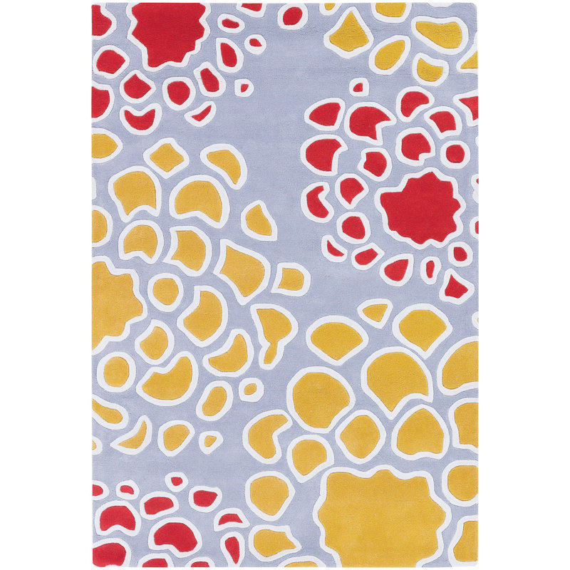  Tapis bleu, jaune et rouge en laine touffeté à la main Stoltz, 7 pi 9 po x 10 pi 6 po