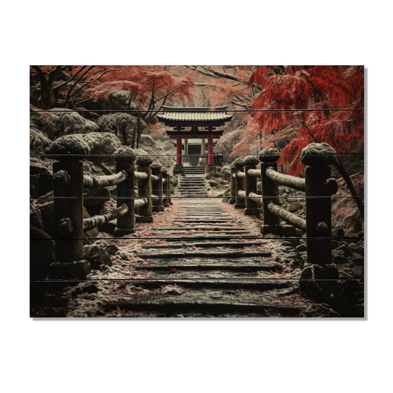 «Japon Art», porte Torii rouge IV sur bois, H 30 po x l 40 po x P 0,78 po