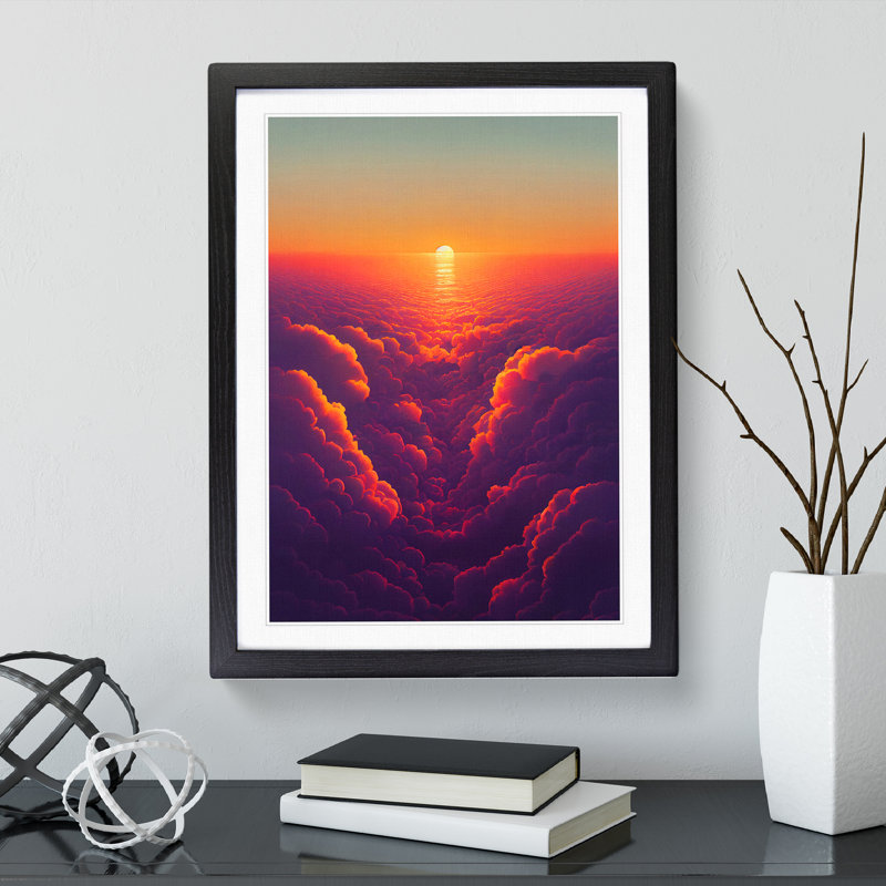 Cloudy Sunset No.3 - Single Picture Frame Print, Black, 64cm H x 46cm W x 2cm D