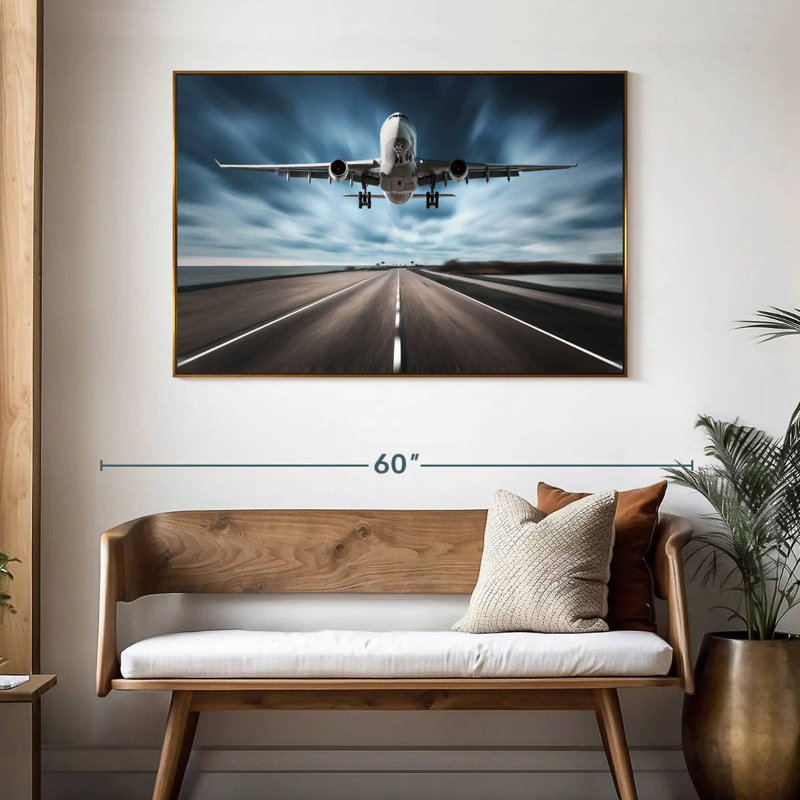 Avion de piste, 46 po x 31 po, Cadre flottant doré