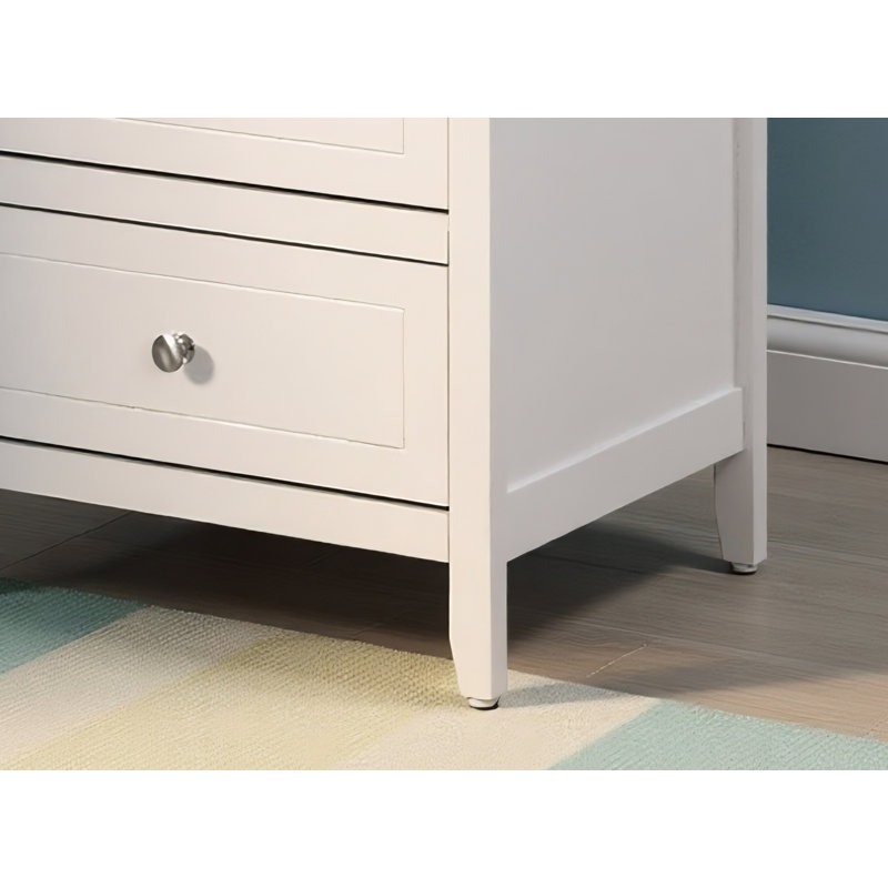 Table de chevet 3 tiroirs Lurne blanche, Blanc