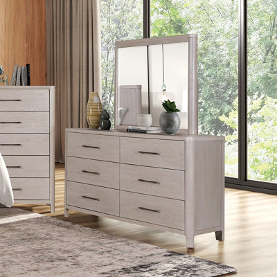 Ahern Solid Wood 6-Drawer Dresser With Mirror