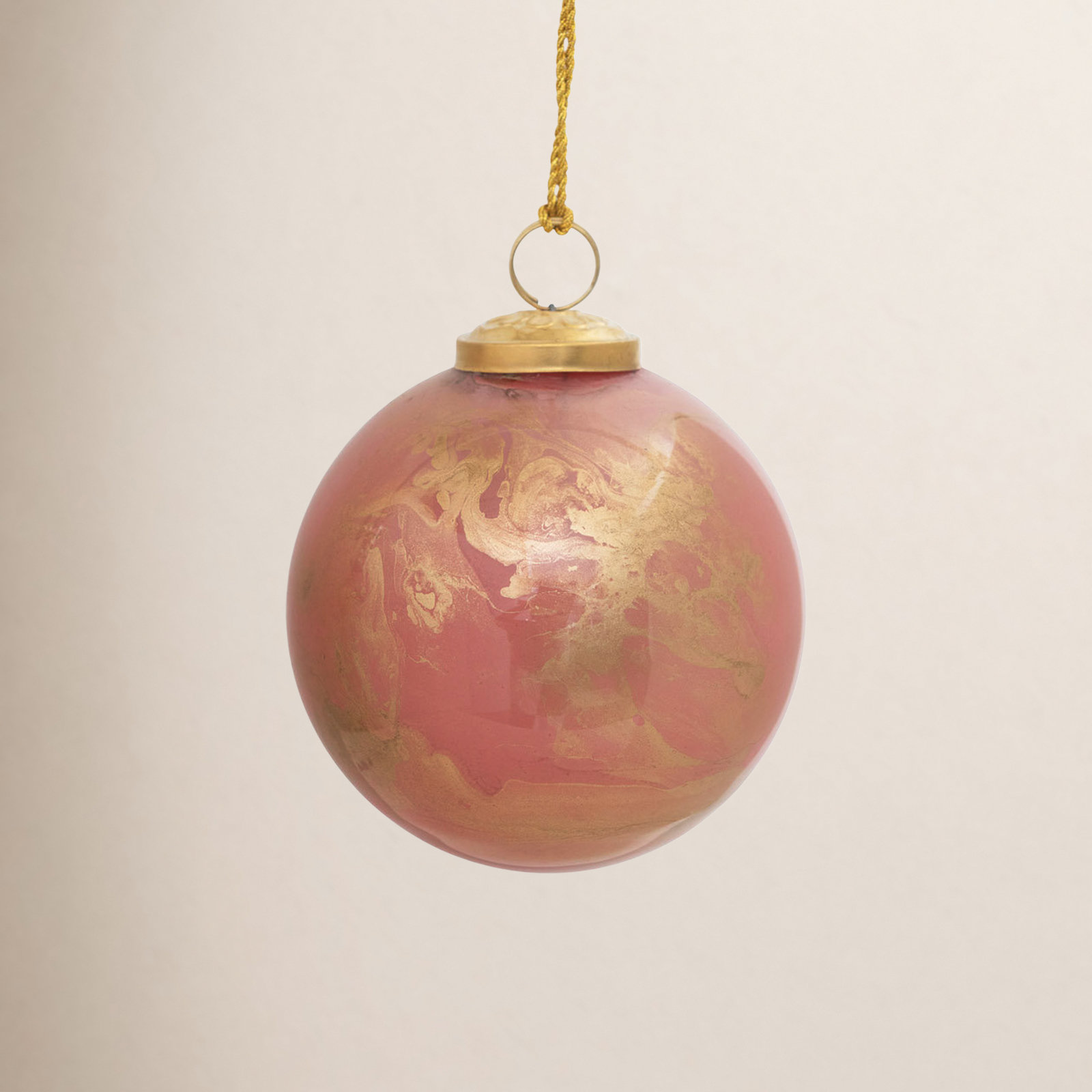 Abstract Glass Animals Ball Ornament, 4" H x 4" W x 4" D