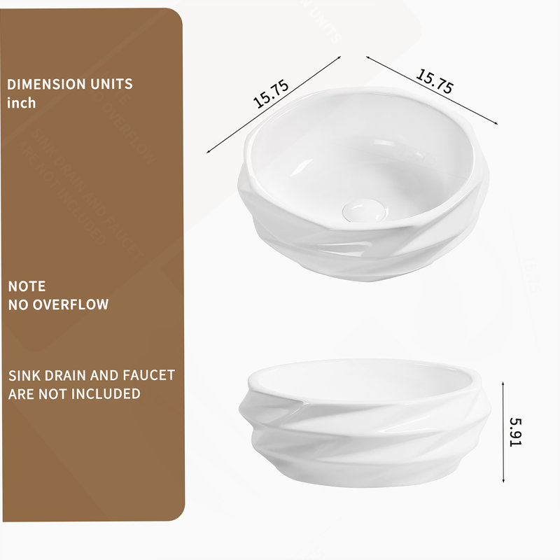 Round Ceramic Vessel Sink For Bathroom