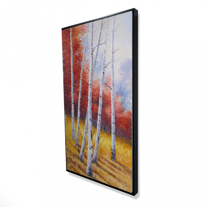 Fall Landscape with Birches - Framed Canvas Home Decor, 49.25" H x 25.25" W