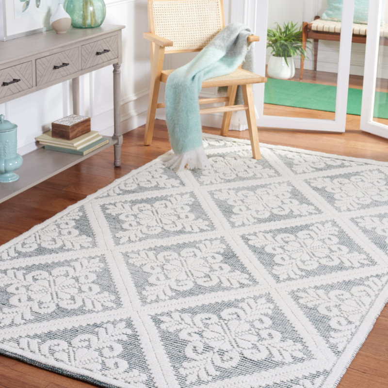 Tapis damassé en laine tissé à la main Vermont, Rectangle 6 pi x 9 pi