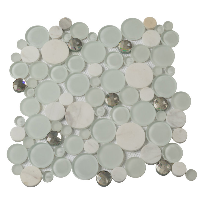 11.6"X11.6" Sparkly Glass And Stone Mosaic Tile