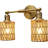 Pathson Handwoven Rattan Wall Sconce, Hardwired Farmhouse Vanity Lighting, Bohemian Decor For Living Room, Bedroom, Loft, Foyer-2145152777