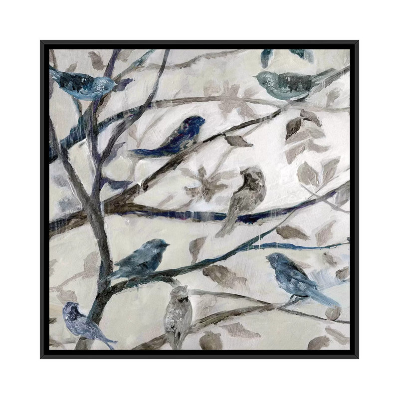 "Morning Song I" par Nan, reproduction d’art, Toile avec cadre noir, Pas de tapis, H 18 po x l 18 po x 1,5 po
