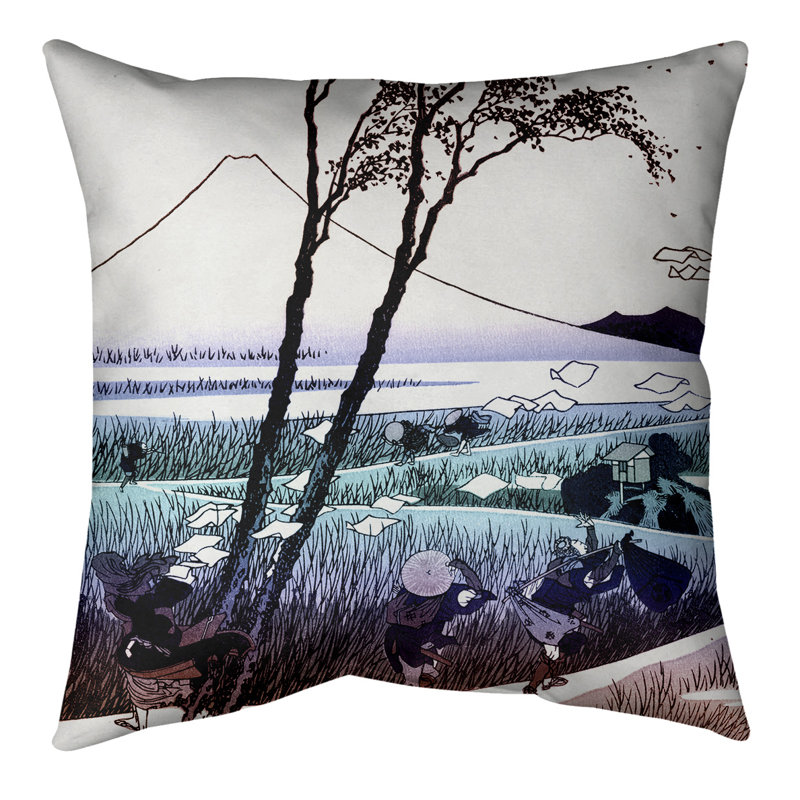 Coussin de sol Ejiri in Suruga, 40 po x 40 po, Rouge/bleu