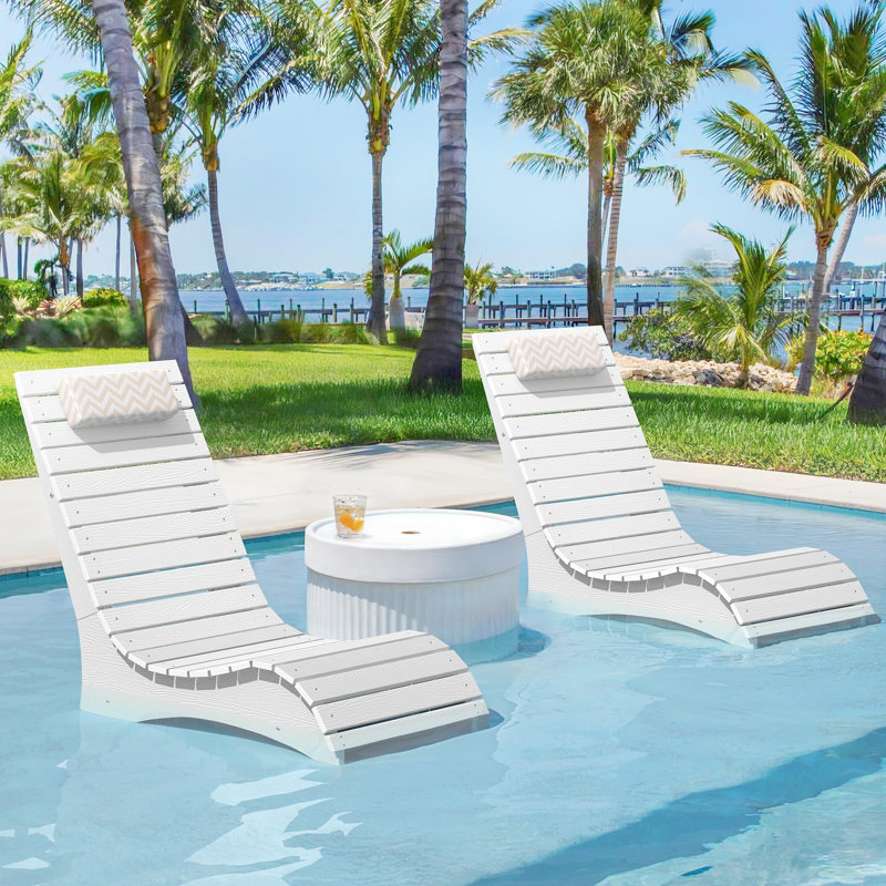 Pool Lounge Chairs Set of 2, White