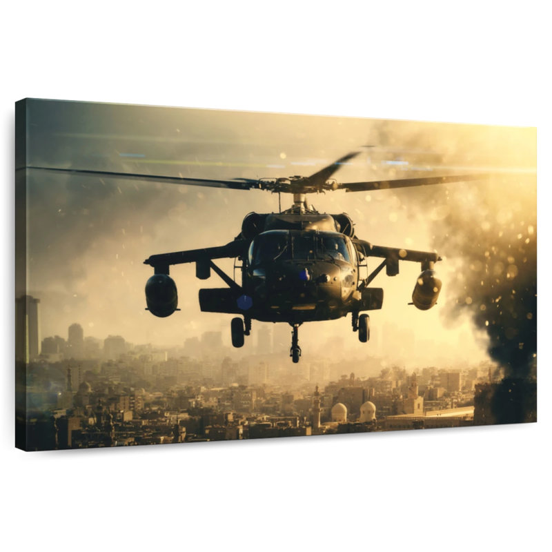 Hélicoptère militaire noir Mehar, H 30 po x l 45 po