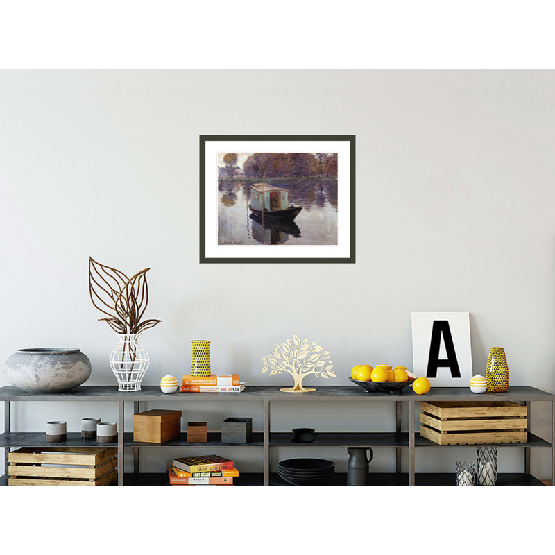 «Monet's Studio Boat» par Claude Monet, impression giclée encadrée, H 23,5 po x l 28,61 po