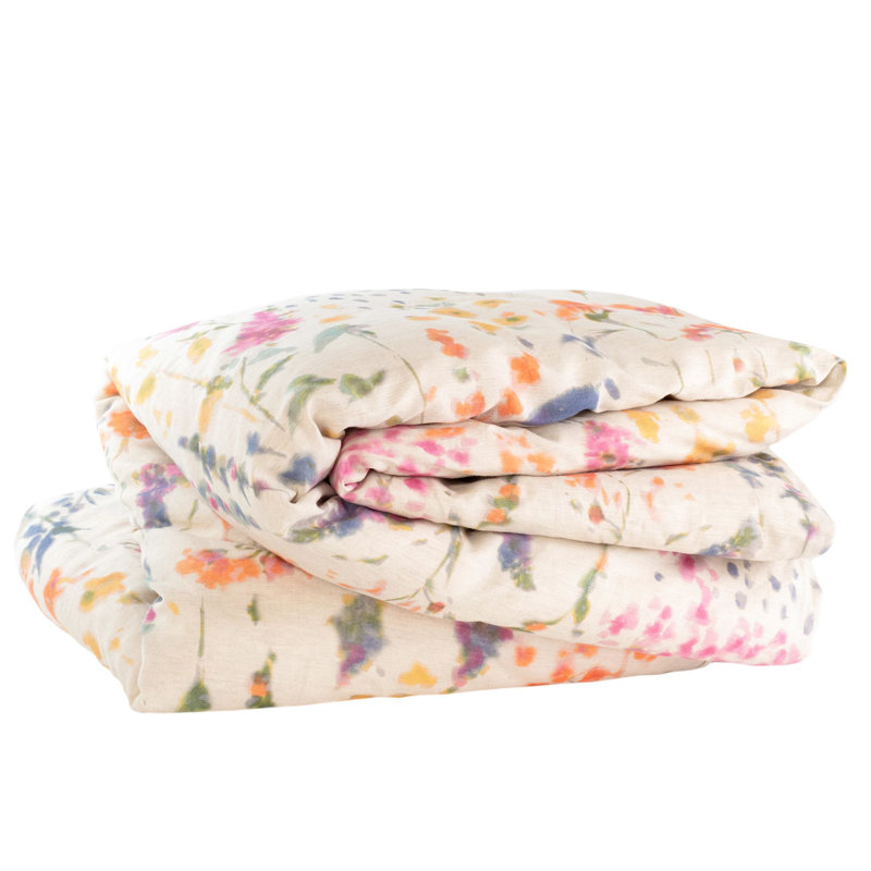 Pressed Flowers Farmhouse / Country Cotton Blend Machine Printed Floral Duvet Cover, King Duvet Cover