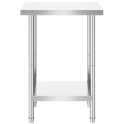 Table en acier inoxydable de haute qualité Sus201 24 x 18 34 pouces avec tablettes réglables pour la table de travail à 3 niveaux