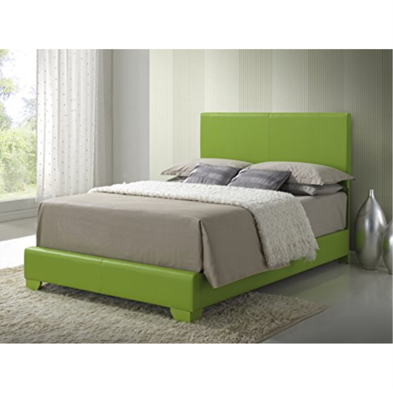 Upholstered Low Profile Standard Bed, Full, Green