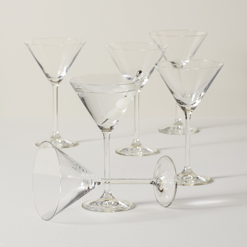 Elegant Clear European Glass Martini Set, 7" Tall