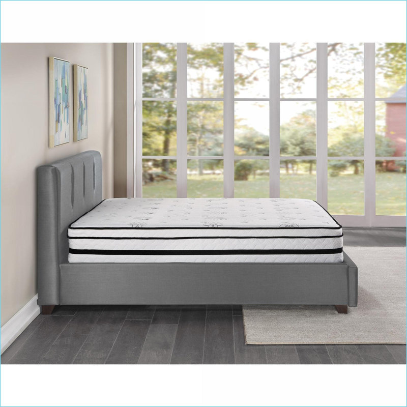 Mattresses, Full Size 12-Inch Hybrid Mattress with Breathable Quilted Cover &amp; Green Tea Extract | White | Foam+Spring