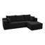  Canapé modulaire de 106 po pour salon modulaire en forme de L, sans dossier, rembourré en forme de L avec méridienne (noir, méridienne 3 places)-1596759915
