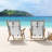 Set of 2 Beach Chairs - Outdoor Weather-Resistant Wood Folding Chairs with Carry Straps and Reclining Seat - Beach Essentials by Lavish Home (Gray)-111015114