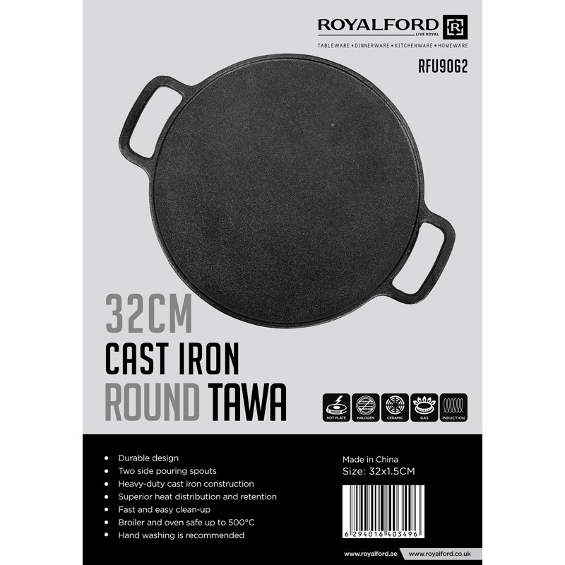 ROYALFORD Cast Iron 35.5cm Pizza Stone