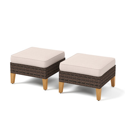 Repose-pieds d'extérieur en osier avec coussin Henghold
