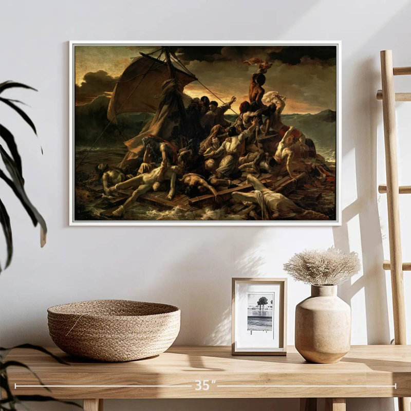 Le radeau de la méduse, Cadre flottant blanc, 25 po x 17 po