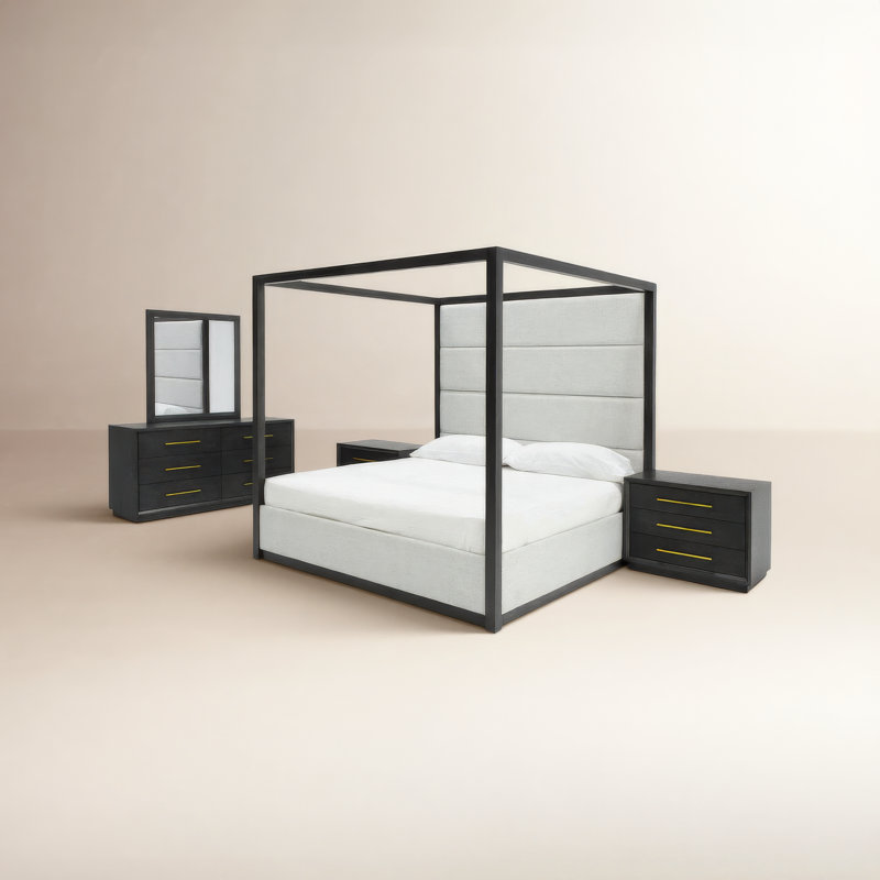 Langley Piece Bedroom Set, Queen, Gray/Off-White