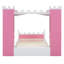 Lit en bois en forme de château avec tablette de rangement, lit plateforme simple Dreamy pour chambre d'enfant, rose et blanc (heure d'arrivée prévue: 8,14)-819691741