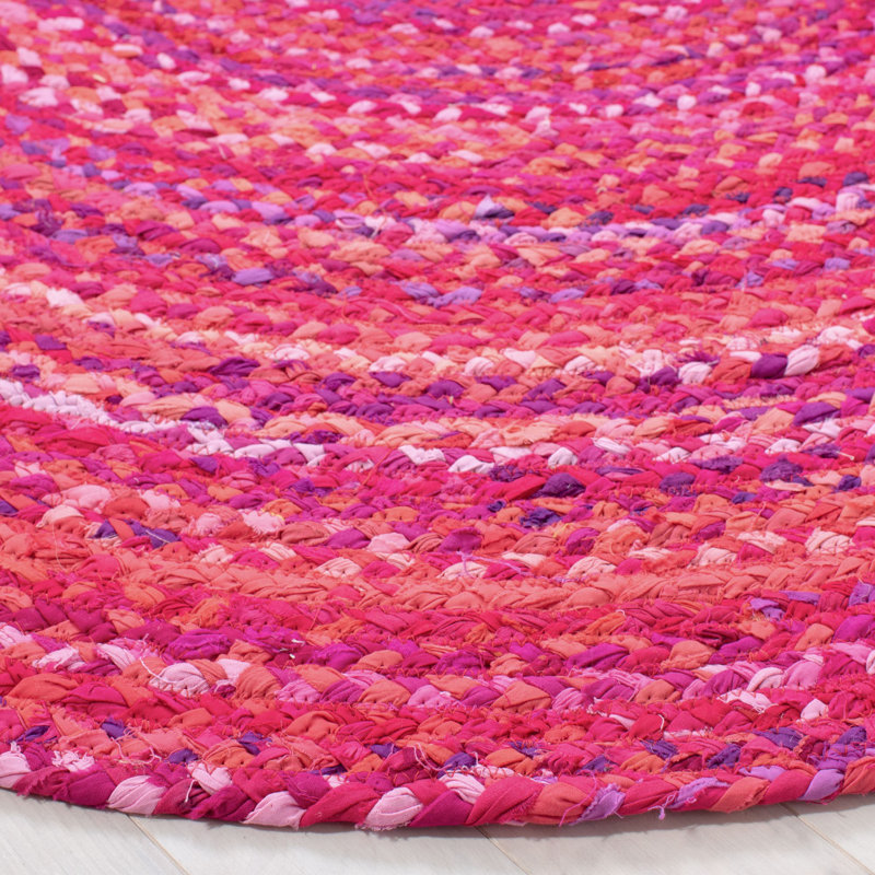 Round Boerner Handmade Flatweave Cotton Pink/Fuchsia Area Rug, Round 6'