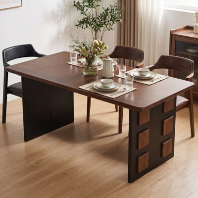 Table de salle à manger rectangulaire 63 "moderne à deux tons 63" avec pieds blocs distinctifs