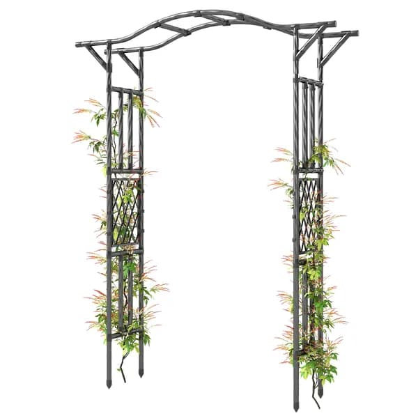 Arche de jardin, treillis d'arche de jardin en acier enduit de polyéthylène avec plateau allongé, noir