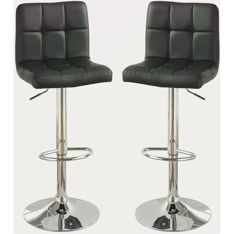 Ensemble de 2 tabourets de bar noirs en similicuir noir, Noir