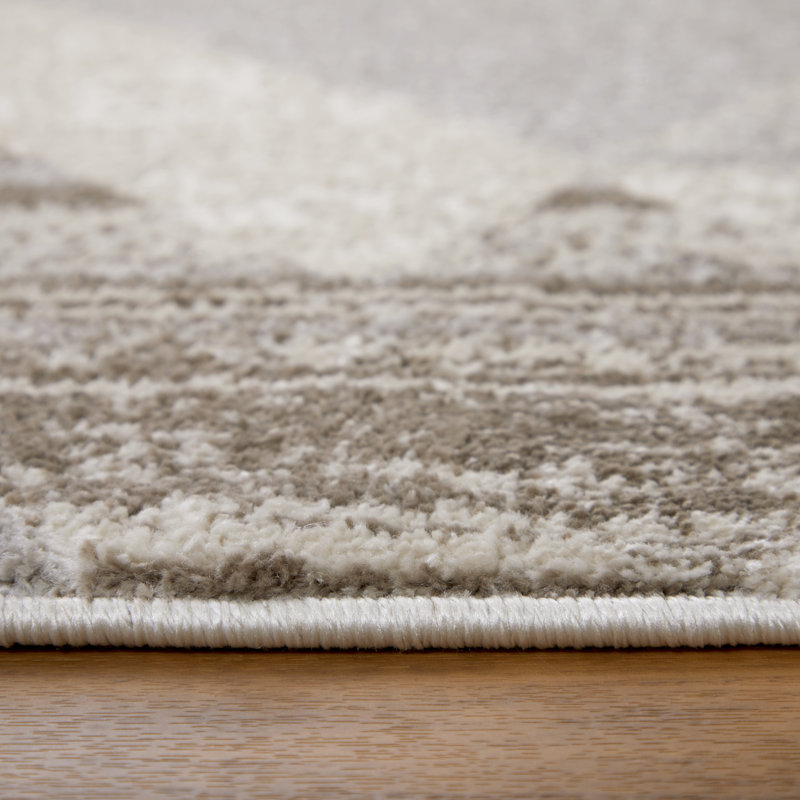 Tapis brun clair à motif géométrique moderne Leoner, Rectangle 4 pi x 6 pi