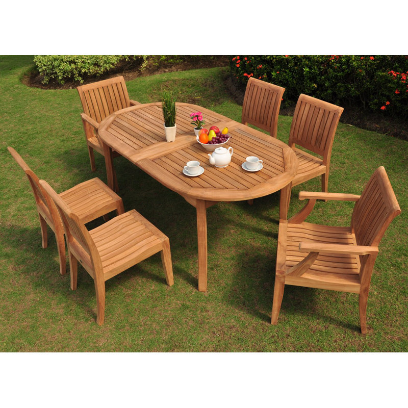 Ensemble repas 7 pièces teck luxueux Braedon