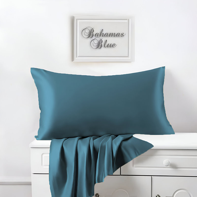 Miko 100% Silk Square Oxford Pillowcase, Teal