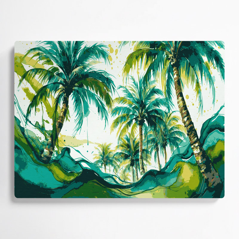 «Hawaiian Date Palm», art mural en métal vert, H 12 po x l 18 po