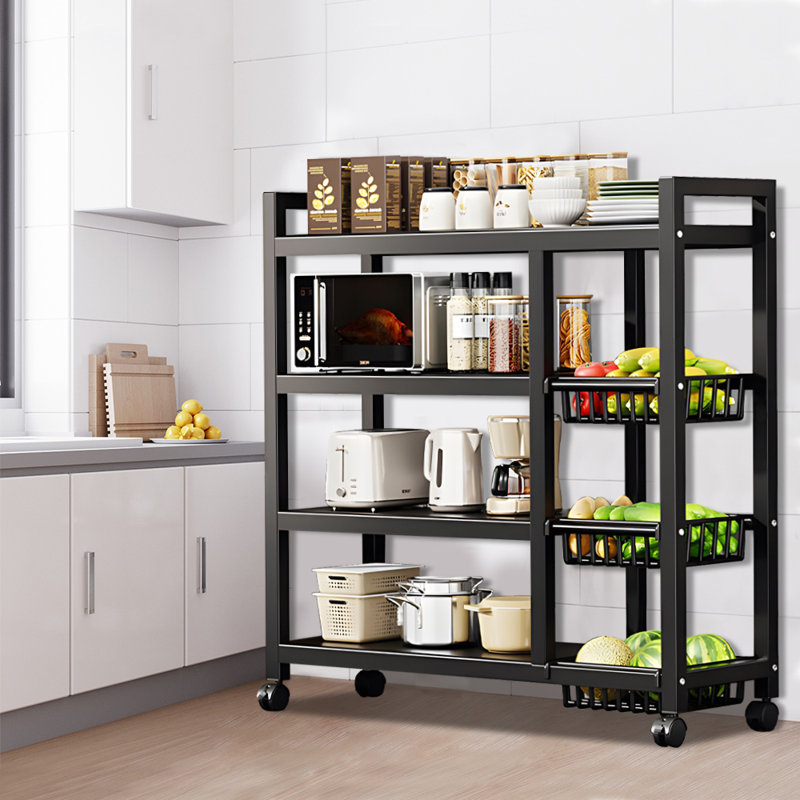 Natyia Stainless Steel Standard Baker's Rack with Microwave Compatibility, 42.51" H x 12.59" W x 31.49" D, Black