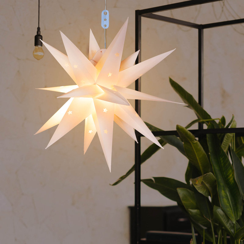Étoile de Noël Moravian de Noël à DEL blanche à 18 pointes avec fonction minuterie pour la décoration intérieure et extérieure de Noël