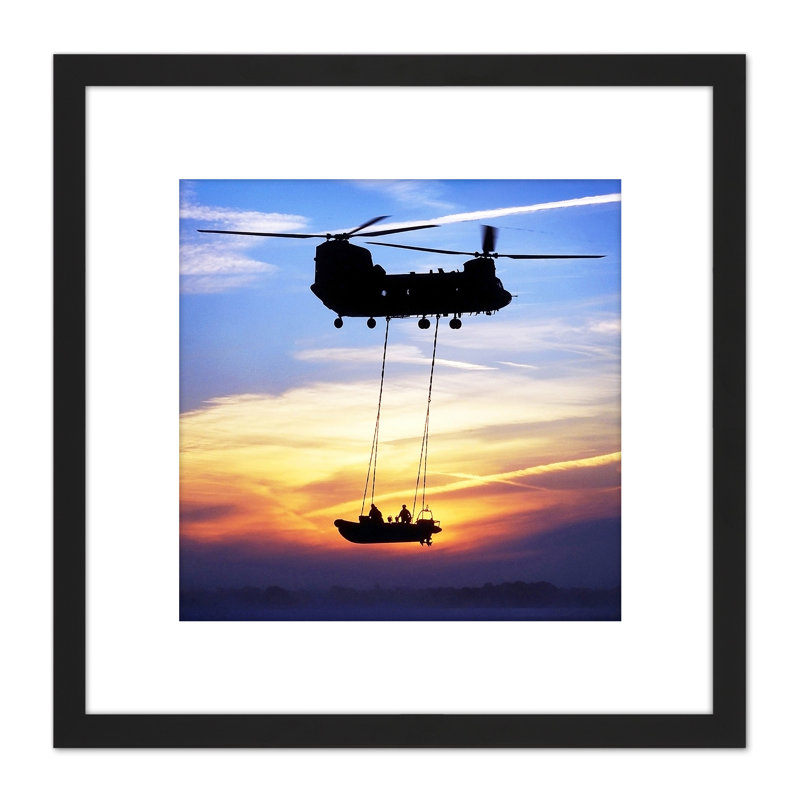 Military UK Chinook Helicopter Royal Marines - Single Picture Frame Print