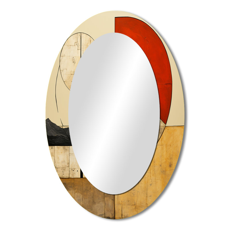 Time Capsule Vintage Illustration - Miroir décoratif abstrait ovale sur métal, 36 po x 24 po