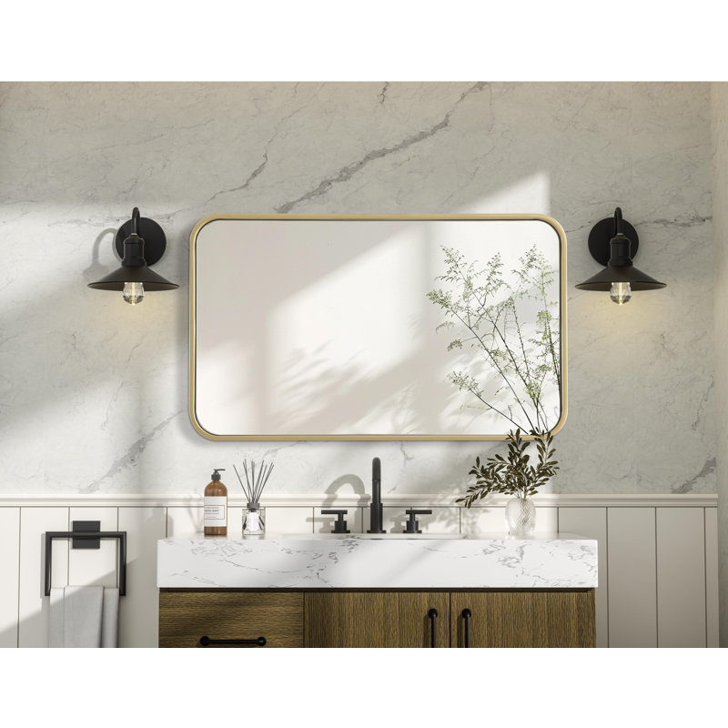 Erath Contour Metal Mirror, 30" x 18", Brass