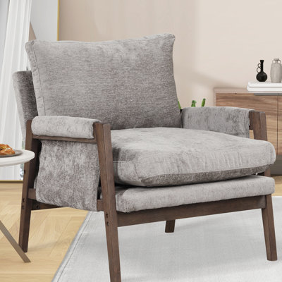Fauteuil Mid-Century moderne, gris - Matériaux pour un confort accru