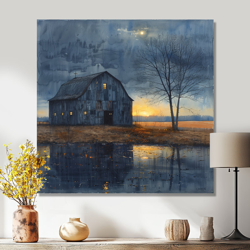 Lumière de l'hiver grange d'hiver II - impressions sur toile de grange, H 30 po x l 30 po x P 1 po, Métal métal
